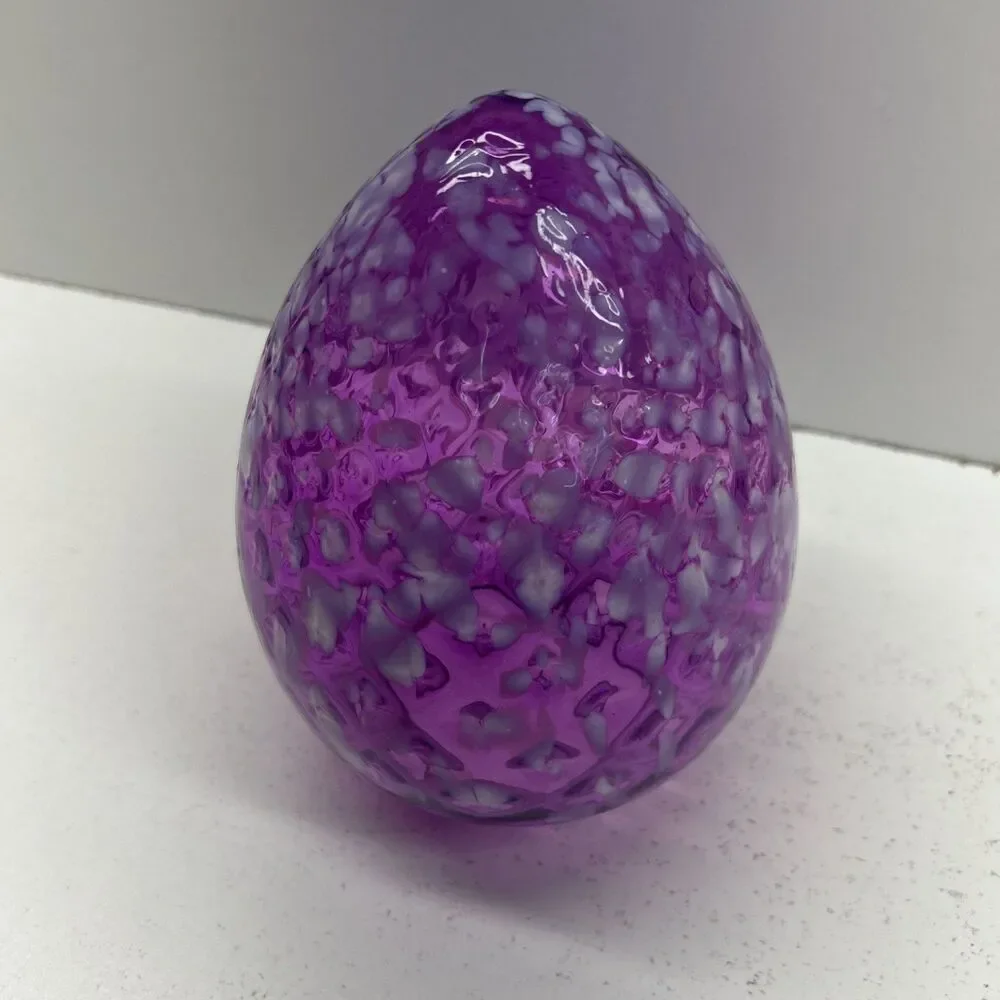 Beautifully Designed Glass Egg Shaped Made In India‎ - Purple And Pink 7 1/2”
